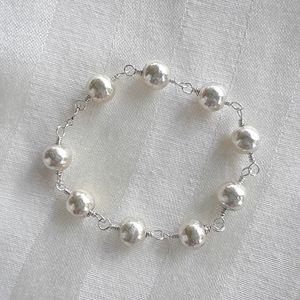 Sterling textured round beaded bracelet